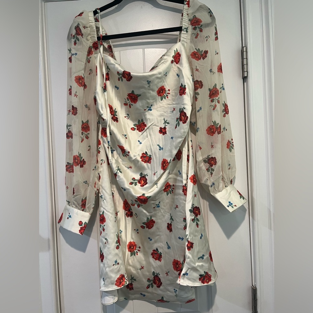 Satin floral mini dress
